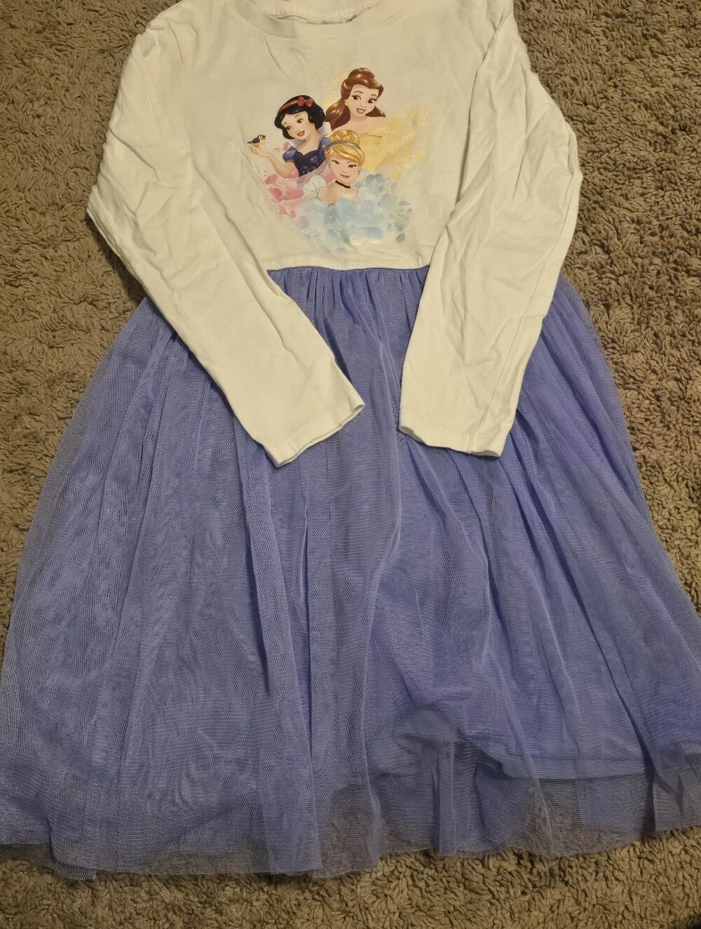 Disney Princess Girls Tulle Dress Size M 7-8 Purple Long Sleeve Excellent Cond